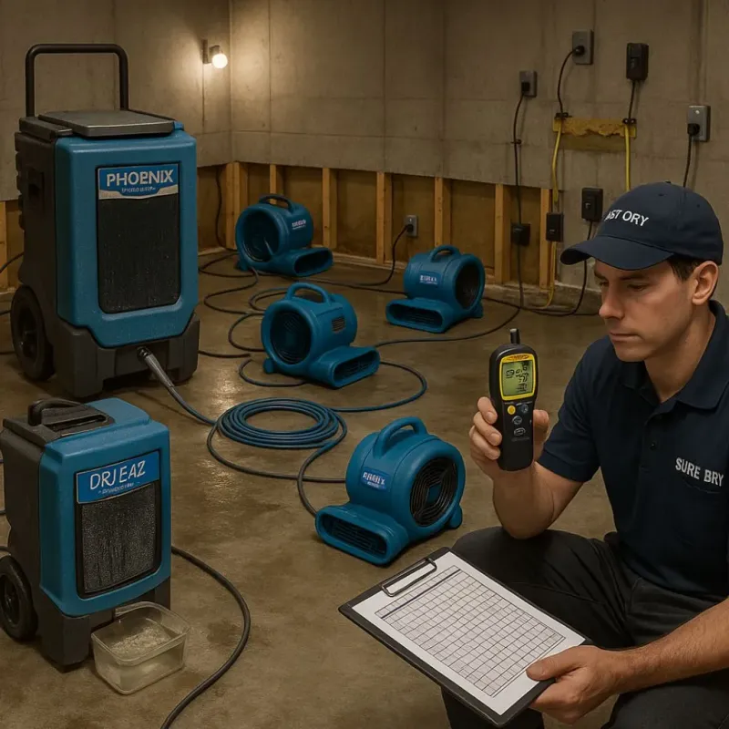 Structural Drying and Dehumidification process in Columbia, IL